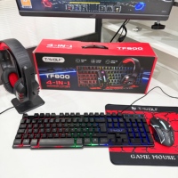 Clavier et souris gaming RVB TF800 espagnol 4-en-1, combo de valeur, rétroéclairé, pour joueurs Windows/PC, coffret cadeau – Meilleures ventes