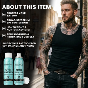Protector Solar en Aerosol para Tatuajes Personalizado OEM, Resistente al Sudor, Secado Rápido, Protección Solar para Tatuajes, Vegano, Productos Profesionales para el Cuidado Posterior del <span class=keywords><strong>Tatuaje</strong></span> - Product Image 2