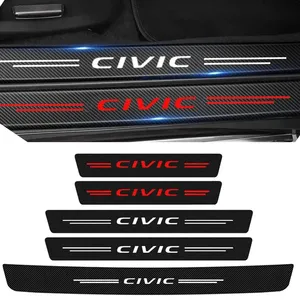 Protection de seuil de <span class=keywords><strong>porte</strong></span> de voiture, autocollants anti-rayures pour pare-chocs de coffre, pour Civic Logo 2023, bandes de seuil de pédale en fibre de carbone, marque DM - Product Image 2
