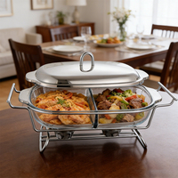 Réchaud de buffet en acier inoxydable doré et verre 3L pour usage hôtelier