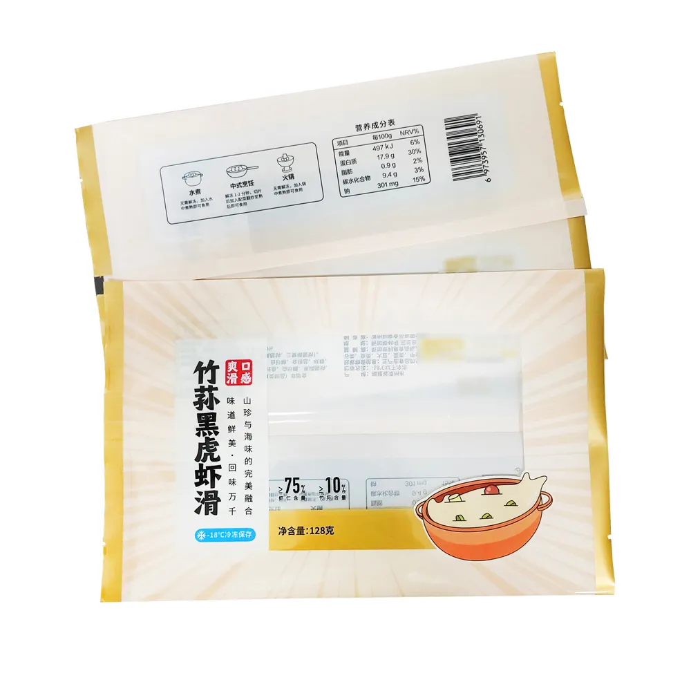 Custom Print Food Verpakking 1Kg 2Kg Bevroren Frietjes Aardappel Cassave Zak Terug Afdichting Zak Met Ramen