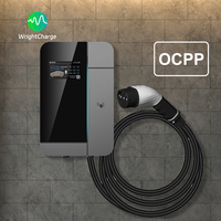 Cargador de Pared para Vehículos Eléctricos Tipo 1 Tipo 2 GBT NACS, 22 kW, Trifásico, CA, con DLB, OCPP, RFID, WiFi, para Estacionamientos Públicos, WrightCharge