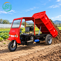 Tricycle cargo diesel en promotion 18HP 22HP 25HP, moto à 3 roues avec auvent et système de benne hydraulique