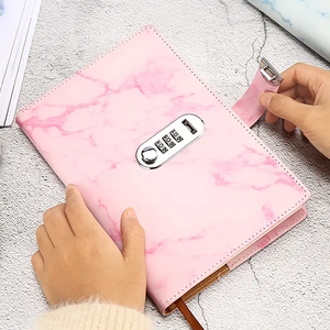 Cuaderno de tapa dura de cuero PU de mármol de lujo con bloqueo de contraseña cuaderno diario seguro para secreto - Product Image 2
