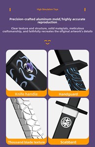 Espada de Juguete <span class=keywords><strong>Katana</strong></span> de Espuma de PU de 39.37'' con Diseño de Demonio, Espada Samurai Suave, Resistente y Ligera para Niños, Cosplay, Halloween, Accesorio de Escenario - Product Image 3