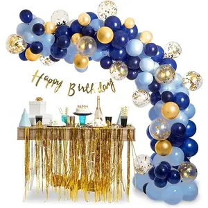 CY Hot Sale Birthday Navy Blue Balloon Arch Kit With White Chrome Gold Confetti Balloons For Party Decor Blues Balloon Garlands