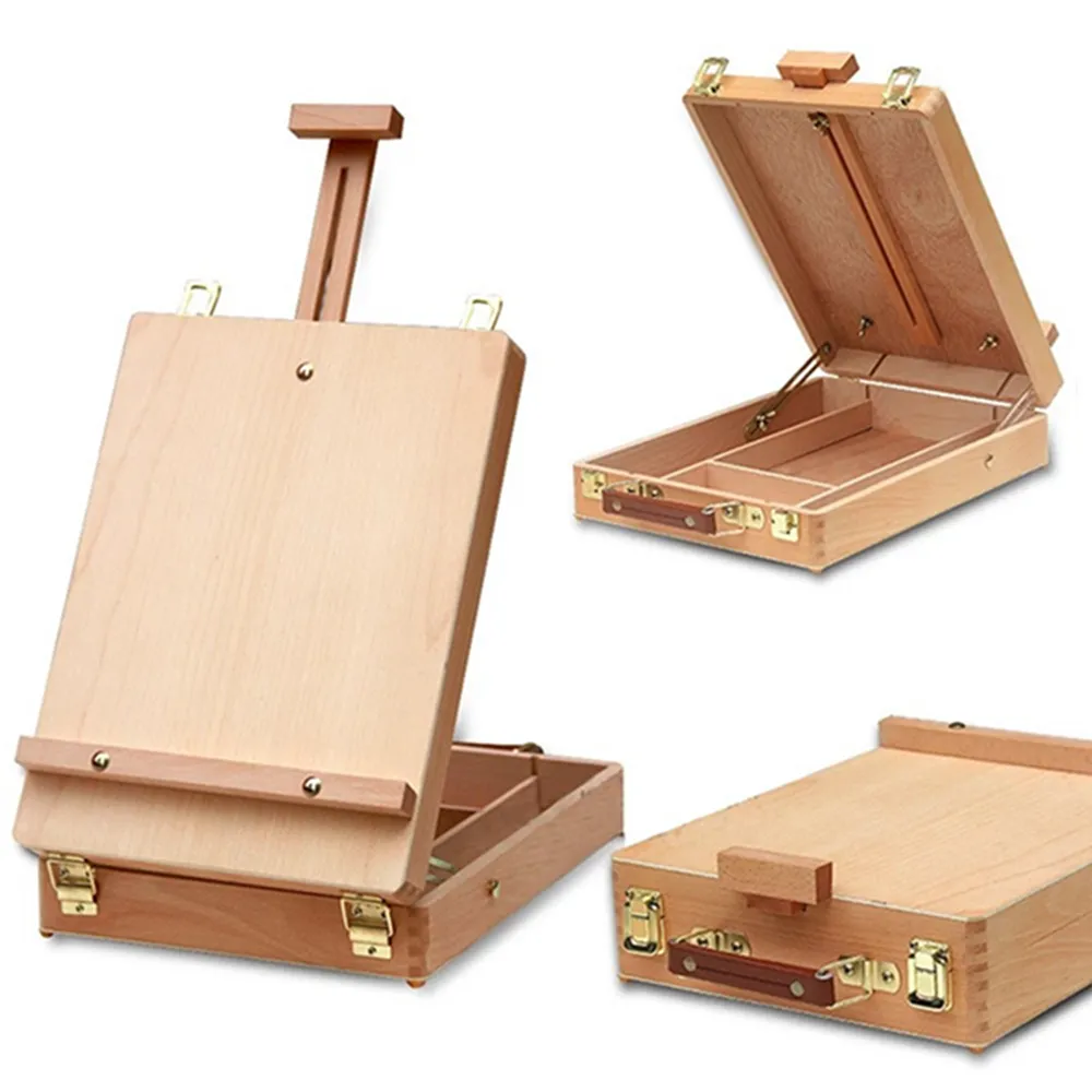 पेशेवर कलाकार पेंट चित्रफलक स्टैंड लकड़ी पोर्टेबल डेस्कटॉप बॉक्स टेबल चित्रफलक स्केच बॉक्स चित्रकला के लिए