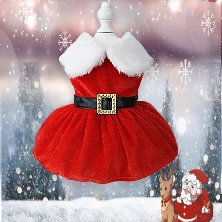 Vestido de princesa de alta calidad para perros pequeños, ropa de Navidad de otoño e invierno para cachorros