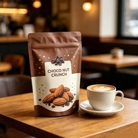 Bolsas Ecológicas de Color Marrón Chocolate con Almendras y Estrellas Doradas para Envasado de Alimentos Premium (Grado Alimenticio)