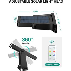 Solar <b>Wall</b> <b>Lights</b> Outdoor Led With <b>Remote</b> <b>Control</b> 6 Color Modes Warm Cool White Rgb Ip65 - Product Image 5