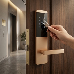 Serrure de porte d'hôtel intelligente, entrée sans clé, clavier numérique, carte RFID, poignée à levier, serrure électronique de sécurité pour appartement - Product Image 5