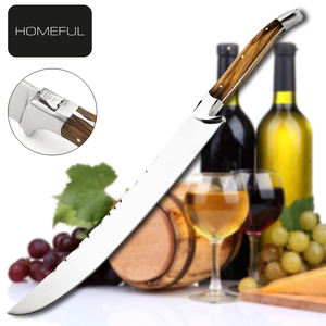 Couteau de cuisine <span class=keywords><strong>Laguiole</strong></span> incurvé en acier inoxydable de haute qualité et de grande valeur avec logo personnalisé, sabre à champagne avec manche en bois d'olivier - Product Image 5