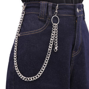 Cadena de cintura de metal plateado grueso con colgante de púas, accesorio de moda hip hop para uso diario - Product Image 1