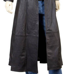 Chaqueta de cuero de última tendencia para hombre y mujer, abrigo de invierno personalizado con bordado, cuello alto, abrigo largo de cuero genuino. - Product Image 6