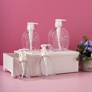 अद्वितीय आकार PETG पारदर्शी प्लास्टिक पम्प मशीन बोतल नरम नम हाथ क्रीम बोतल बालों की देखभाल बोतल 100/200/300/400/500ml