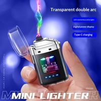 Briquet électronique à arc étanche d'extérieur à coque transparente avec affichage LED de puissance, piles incluses, vente en gros de cigarettes