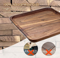Plateau de service carré en bois de noyer sud-américain, poli, fait main, durable, écologique, classique, pour le petit-déjeuner, les plats et les collations
