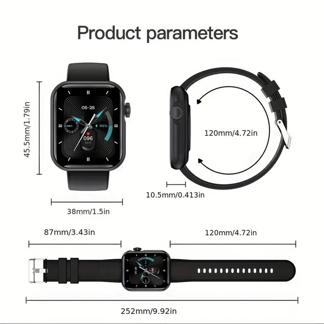 1.83inch TFT Screen Men Smart Watch H5 with Bt Call Blood Oxygen Heart Rate Smartwatch
