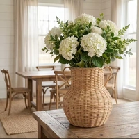 Grand vase à fleurs en rotin de style bohème, panier de pique-nique en rotin tressé avec poignée, décoration d'intérieur