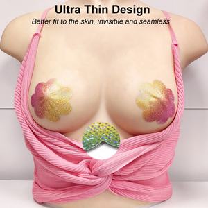 女性卸売布ラウンドハートサテン目に見えないパッチ通気性乳房粘着性パシーステッカーニップルカバー使い捨て - Product Image 4