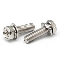 Vis à tête fraisée à six pans creux en acier au carbone nickelé avec rondelles et rondelles à ressort, ensemble trois pièces