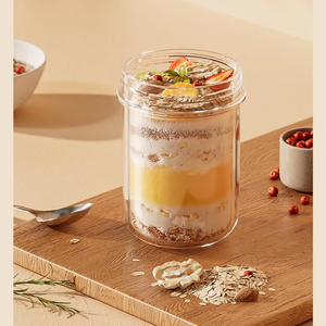 Vente en gros de nouvelles tasses à petit-déjeuner de 430 ml, céréales, flocons d'avoine, yaourt, salade, gobelet en verre anti-fuite avec couvercle et cuillère, nourriture - Product Image 6