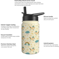 Thermos isotherme pour enfants en acier inoxydable personnalisé de 12 oz, bouteille d'eau pour l'école avec paille, écologique et portable