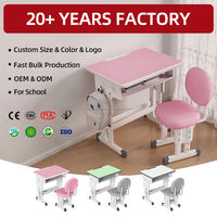 Ensemble bureau et chaise réglables en hauteur pour enfants, plateau en MDF avec siège rembourré en mousse et structure en acier durable pour usage intérieur