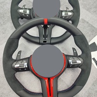 Volant sport en cuir noir et fibre de carbone en forme de D, prix usine J Auto, couleur de surpiqûres LED personnalisable pour F30 F10 E90