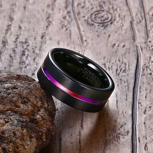 Joyería de moda <span class=keywords><strong>precio</strong></span> barato anillos de dedo de oro rosa al por mayor hombres <span class=keywords><strong>anillo</strong></span> de hombre de carburo de tungsteno Chapado en negro para fiesta - Product Image 2