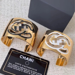 Hot thiết kế sang trọng Bangles cá nhân đôi C thư mở Bangle Bộ cổ điển qua phóng đại rộng Cuff đồ trang sức thời trang - Product Image 1