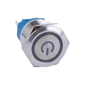 IP65 on-off Ring LED Pre-Wired Stainless Steel Anti-Vandal Switch 25mm Hand Touch Type Push Button Switch