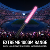 Bâton lumineux LED RGB synchronisé de 38 cm, portée de 250 m, programmable DMX, télécommande, piles AAA, 3 pièces, 7-10 heures, concerts en stade