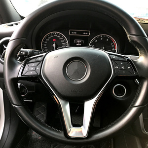 Mercedes-Benz Steering <b>Wheel</b> Trim Strips Piano Black Carbon Fiber Matte Silver 3 Spokes <b>Racing</b> Style ABS Material - Product Image 2