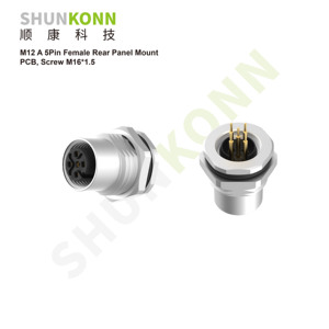 מחבר הסיטונאי במפעל <span class=keywords><strong>4</strong></span> <span class=keywords><strong>pin</strong></span> m12 שקע קוד מצופה זהב לוח הר ip67 m12 4pin מחבר נקבה עבור pcb
