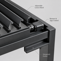 Pergola bioclimatique sur mesure 3x3m 6x4m, toit en aluminium à lames motorisées réglables, gazebo extérieur