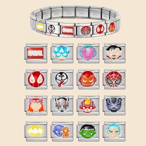 Bracelets à breloques italiens personnalisés avec logo, motifs de personnages de dessins animés et d'anime, compatibles avec les perles en acier inoxydable de 9 mm, pour la création de bijoux DIY, cadeaux - Product Image 1