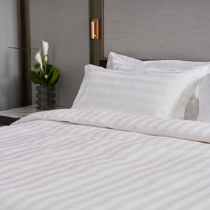 Fournitures pour hôtels <span class=keywords><strong>Achat</strong></span> unique Literie à rayures 100% coton 250T 300T Drap de lit d'hôtel personnalisé - Product Image 3
