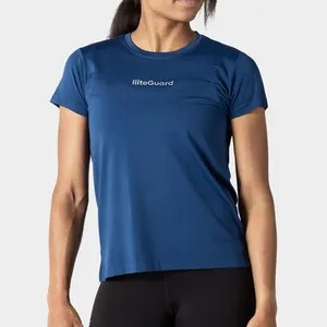 100% 재활용 폴리 에스터 빠른 건조 여성 체육관 tshirt 폴리 에스터 t 셔츠 여성 스포츠 티셔츠 여성