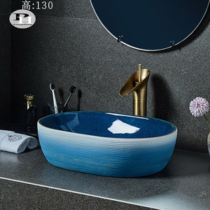 Lavabo rectangulaire en céramique pour <span class=keywords><strong>salle</strong></span> <span class=keywords><strong>de</strong></span> <span class=keywords><strong>bain</strong></span>, design contemporain, <span class=keywords><strong>vert</strong></span> et noir, fait main, facile à nettoyer, en porcelaine - Product Image 4
