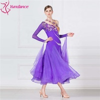 B-17207 Haute qualité cristallisé salle de bal costume lisse modèles de robe de danse sexy violet robe de danse de salon à vendre