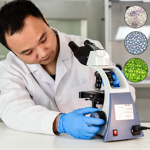 Microscopio biológico SCITEK con cabezal binocular sin compensación, lámpara LED, ocular de campo amplio y mesa mecánica de doble capa para laboratorio. - Product Image 6