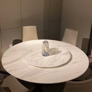 Bàn ăn bằng đá cẩm thạch trắng tự nhiên hiện đại tối giản sử dụng nhà sang trọng Ý cao cấp tùy chỉnh đá chân kim loại hàng đầu - Product Image 4
