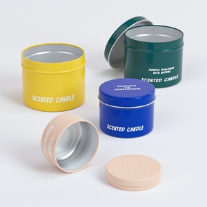 80mL 100mL 180mL 200mL Aluminum Cylindrical Screw Cap Round <b>Tin</b> Containers with Offset Printing for Candles - Product Image 1