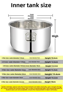 <span class=keywords><strong>Cuiseur</strong></span> à <span class=keywords><strong>riz</strong></span> 5,5 tasses, cuve intérieure compatible avec <span class=keywords><strong>Tiger</strong></span> JBV-A10U uniquement, en acier inoxydable 304, sans alimentation électrique, lieu d'origine : non indiqué - Product Image 5