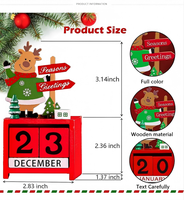 Calendrier de l'Avent en bois de Noël, calendrier de bureau en blocs avec Père Noël et rennes, décoration de table de Noël pour la maison