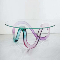 Moderner Luxus-Couch tisch aus klarem, rundem Glas mit Acryl für Wohnzimmer Einzigartige Wohn möbel