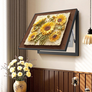 Tableau décoratif mural encadré pour boîtier de compteur ou de distribution, motif tournesol, style antique, <span class=keywords><strong>peinture</strong></span> pulvérisée, imperméable - Product Image 4