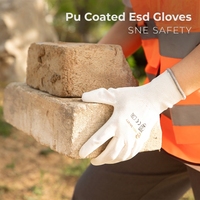 Guantes de Seguridad Recubiertos de PU Blancos de Entrega Rápida de Fábrica, Guantes de Protección de Manos Recubiertos de PU Ligeros para Trabajos Generales en Talleres