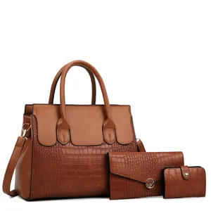 Ensemble de sacs à main en cuir pu pour femmes, personnalisés, tendance, de luxe, fourre-tout à épaule, vente en gros, 3 pièces,